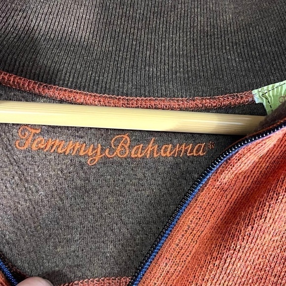 4 for $40 SALE! Tommy Bahama Reversible Half Zip Pullover, Orange/Brown, Size L - Picture 6 of 10
